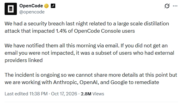 opencode incident